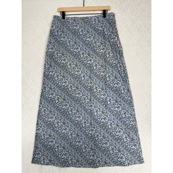 Vtg Y2K Old Navy Midi Maxi Skirt 12 Blue Floral Cottage Grunge Preppy Modest Emo - Picture 1 of 10
